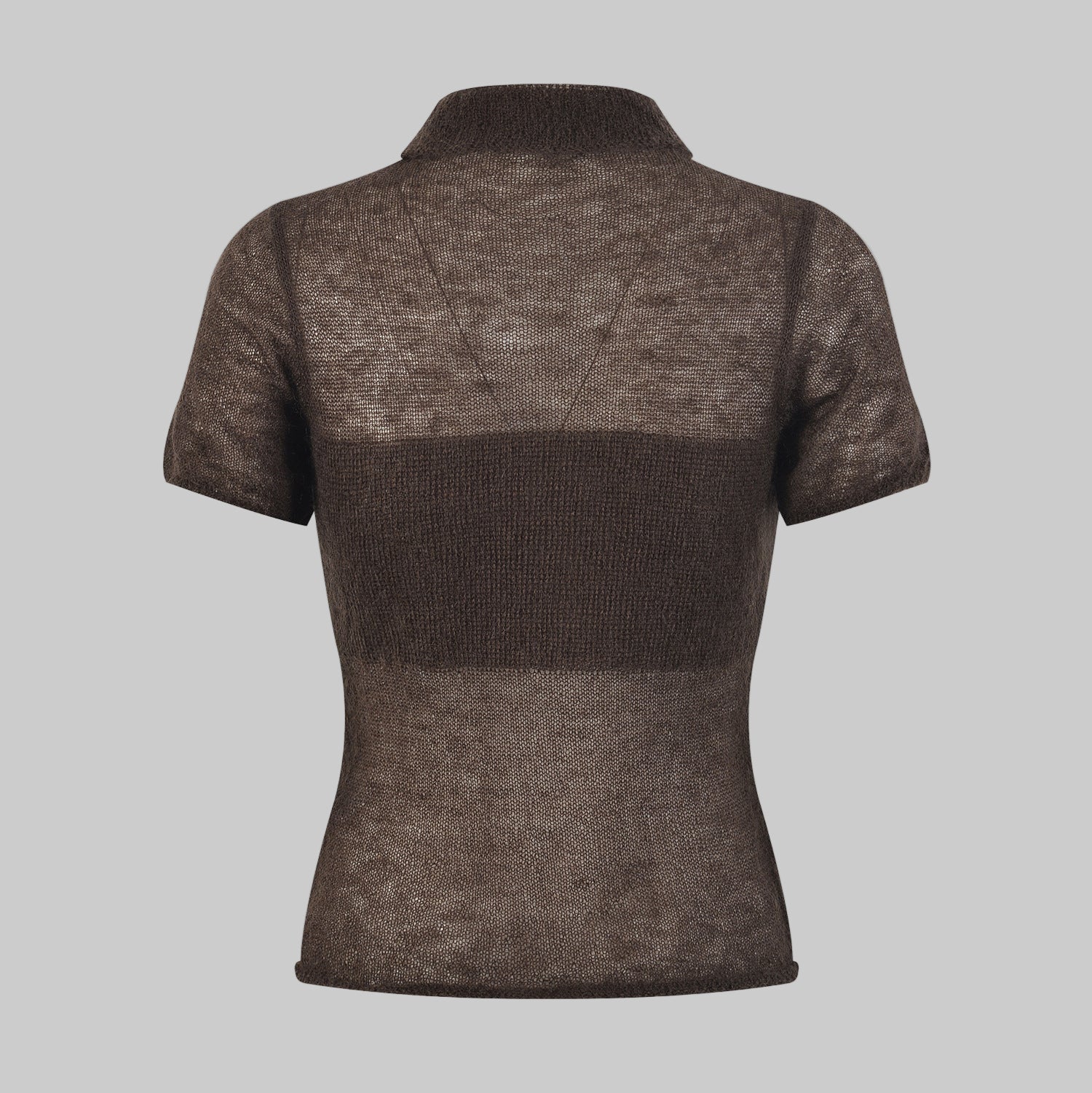 Brown short-sleeve top on a gray background
