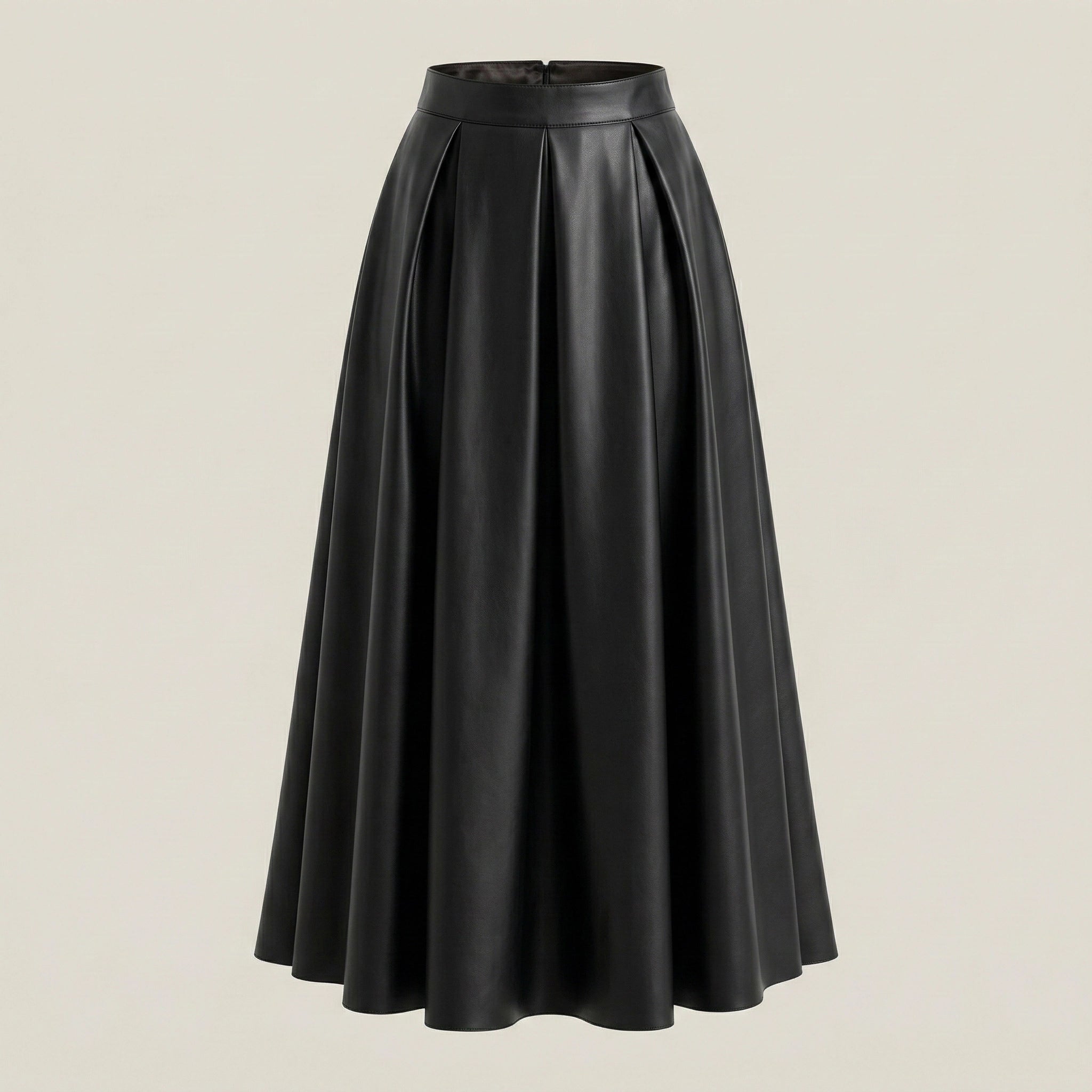 A-Line Pleated Faux Leather Skirt AuraLoom Official A-Line Pleated Faux Leather Skirt AuraLoom Official