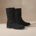 AccentSuedeStuddedAnkleBlackStrapBoots