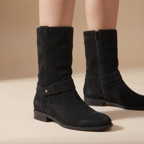 AccentSuedeStuddedAnkleStrapBoots