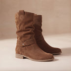 AccentSuedeStuddedAnklebrownStrapBoots