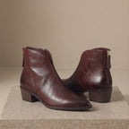 ArtisanDeepV-CutLeatherAnkleBootsbrown
