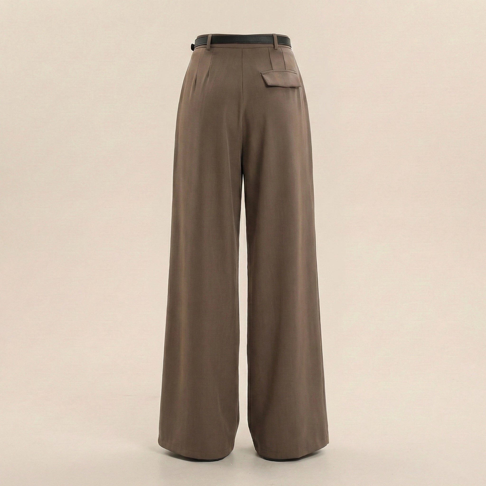 Brown wide-leg pants on a beige background