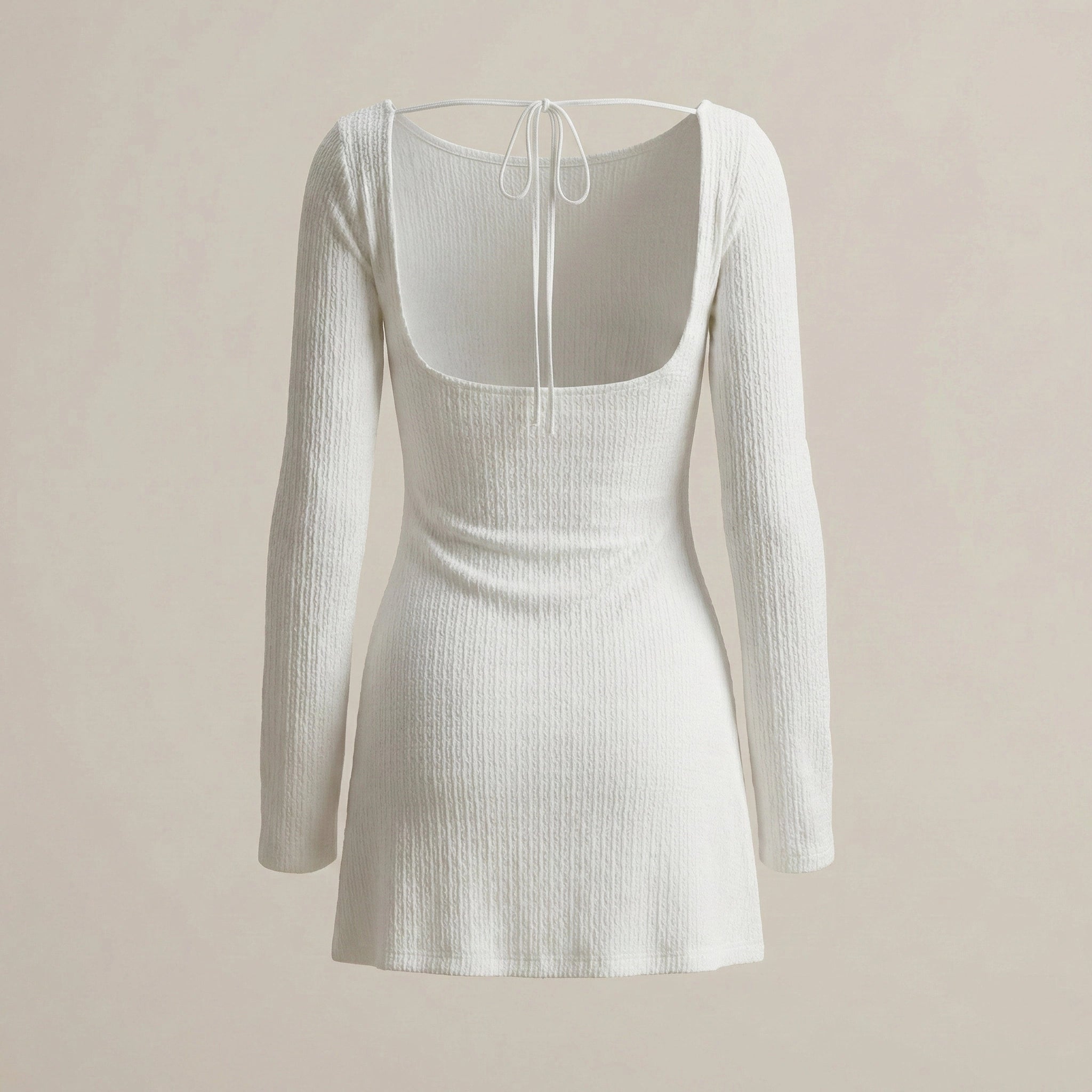 BacklessChicLong-SleeveKnitMiniDress