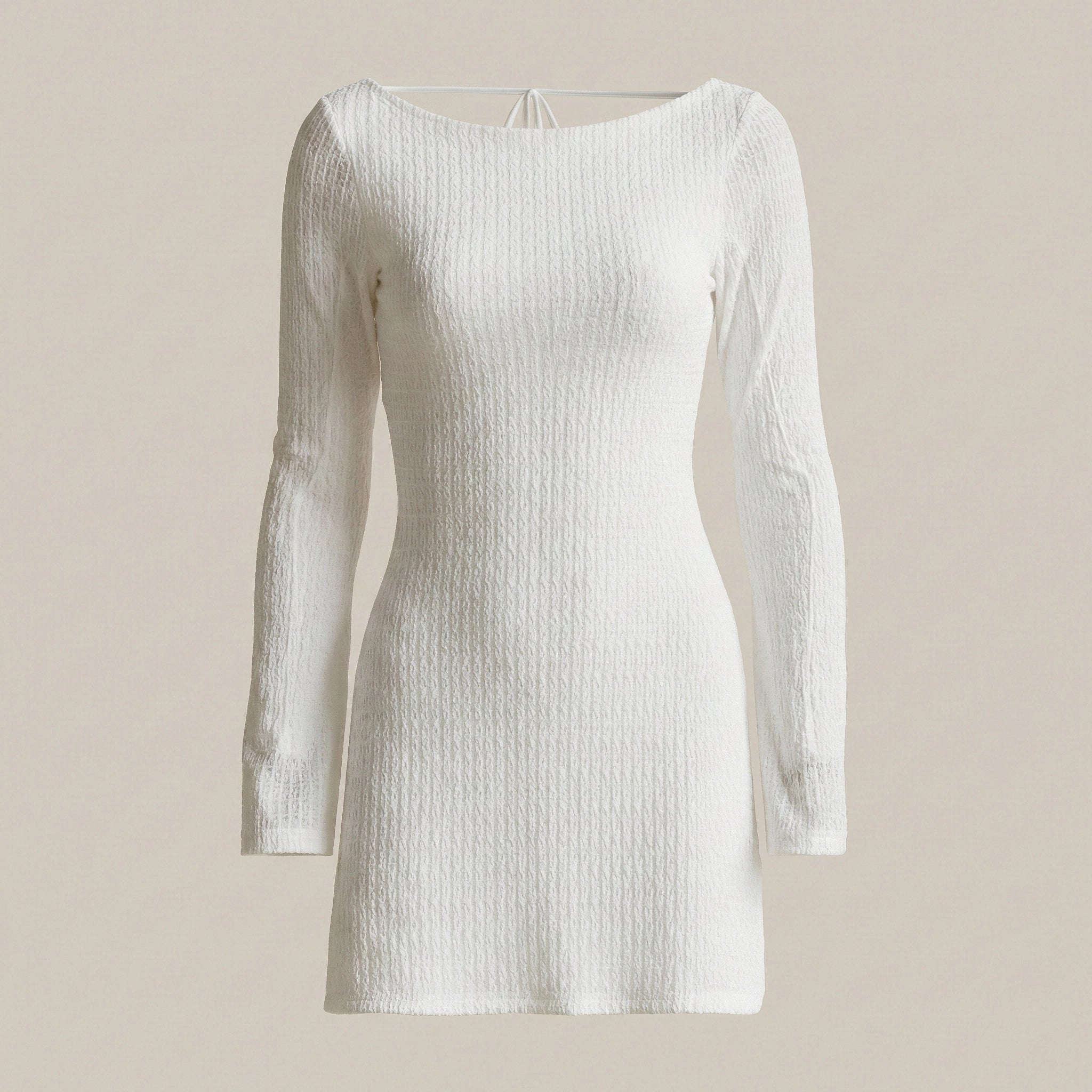 BacklessChicLong-SleeveKnitMiniDress