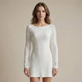 BacklessChicLong-SleeveKnitMiniDress