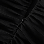 Close-up of a black dress with a zipper detail