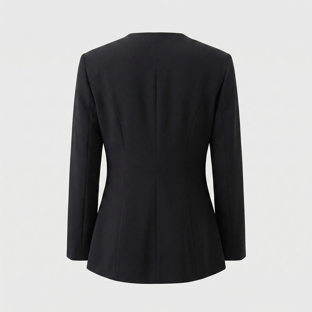 Black blazer on a light gray background