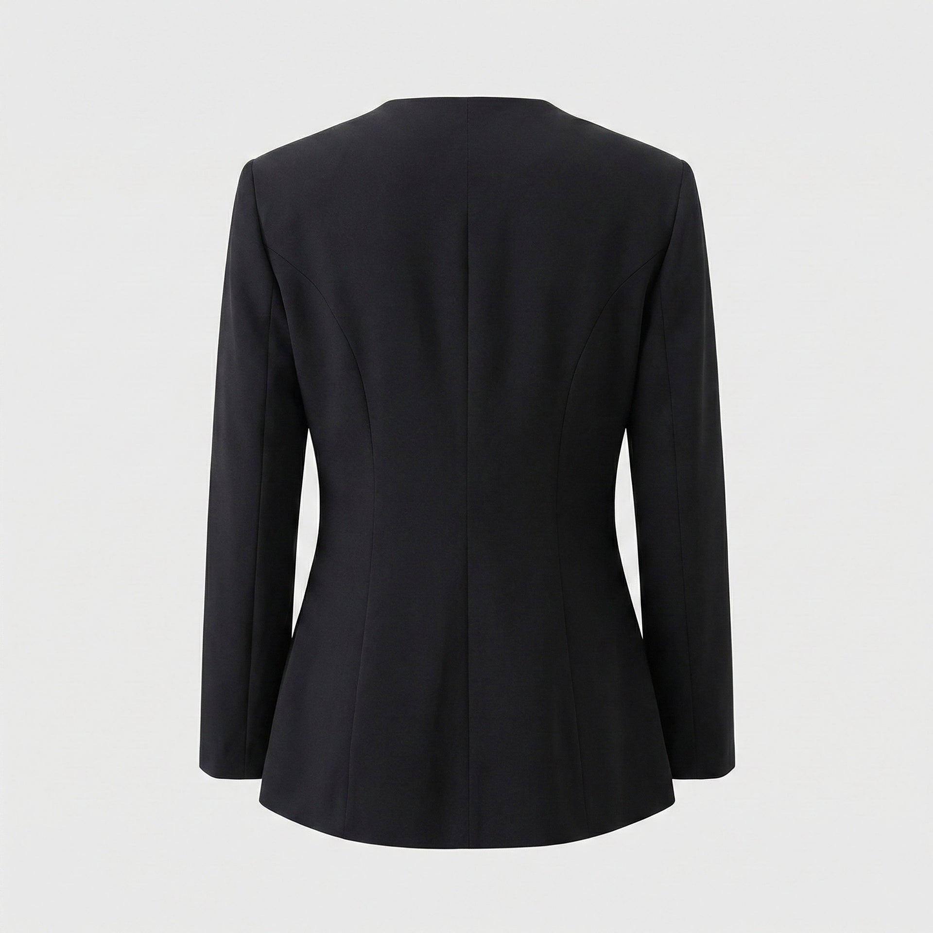 Black blazer on a light gray background