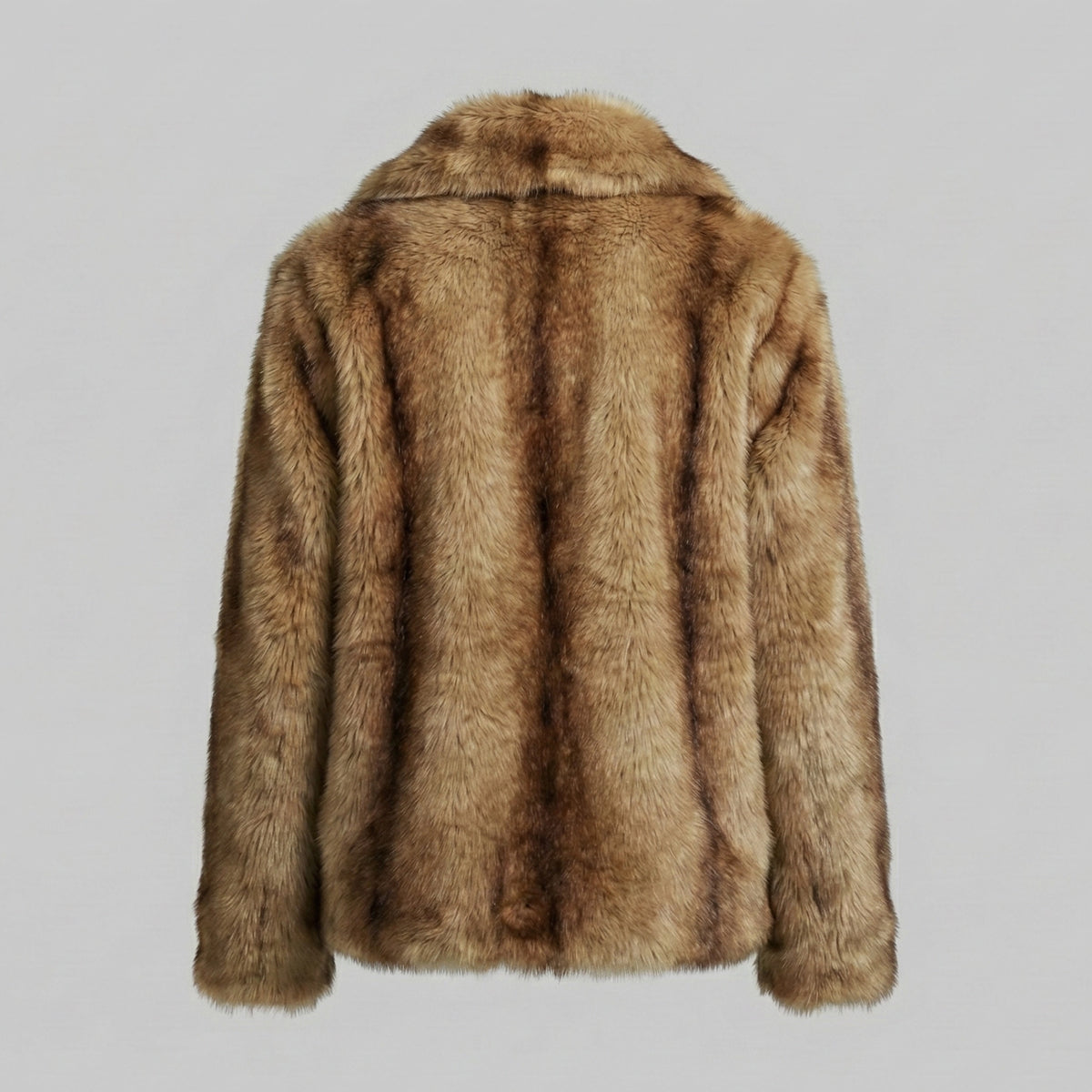 Brown fur coat on a light gray background