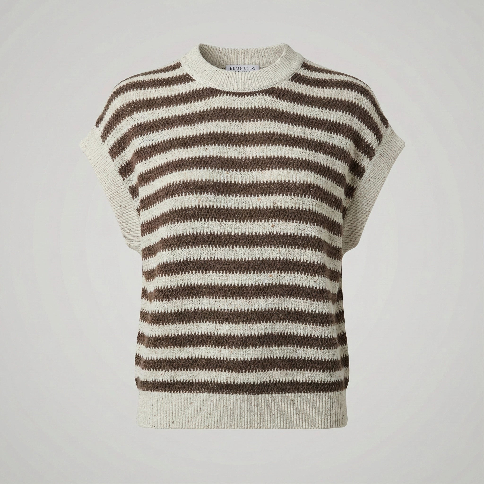 Striped sweater vest on a light gray background