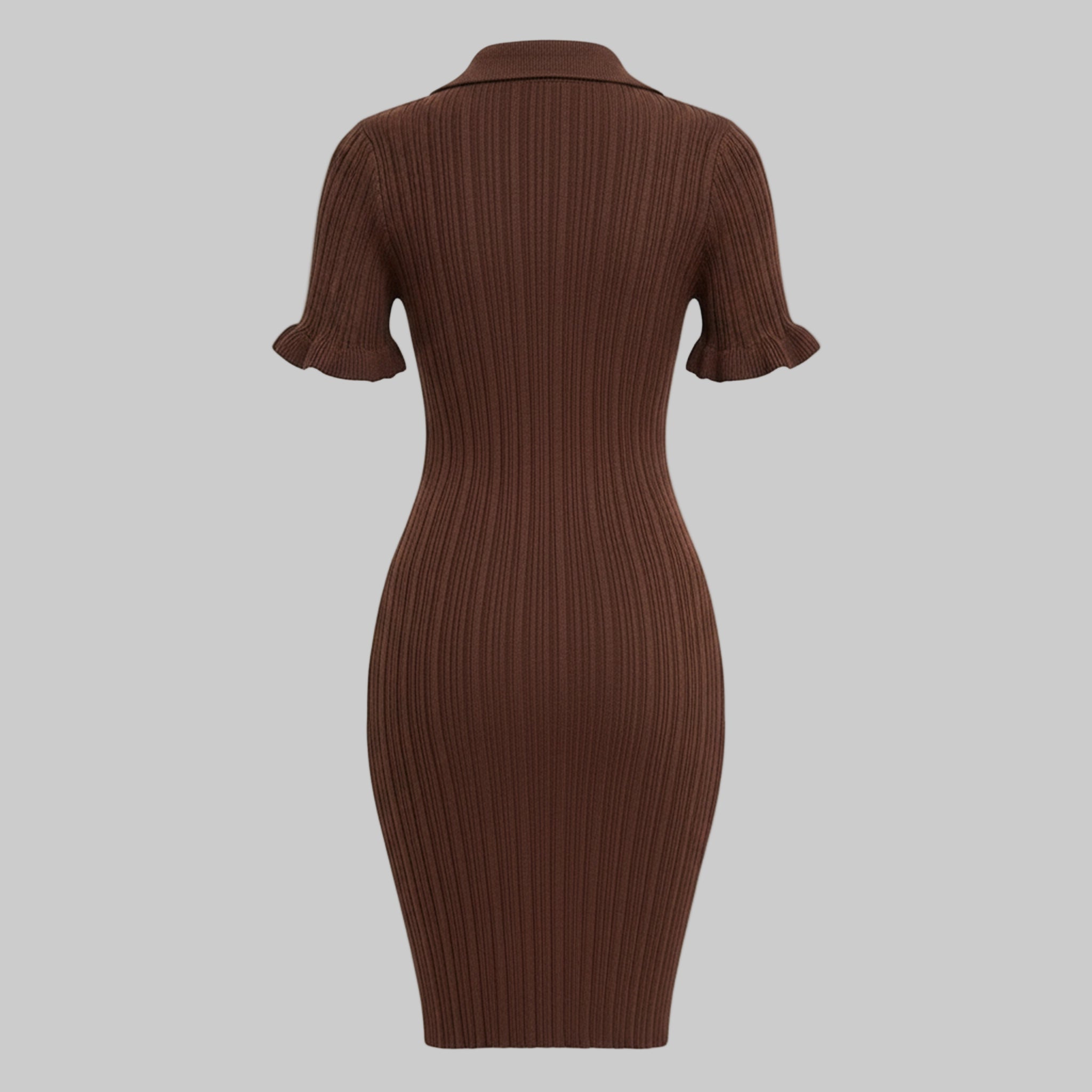 Brown ribbed dress on a white background