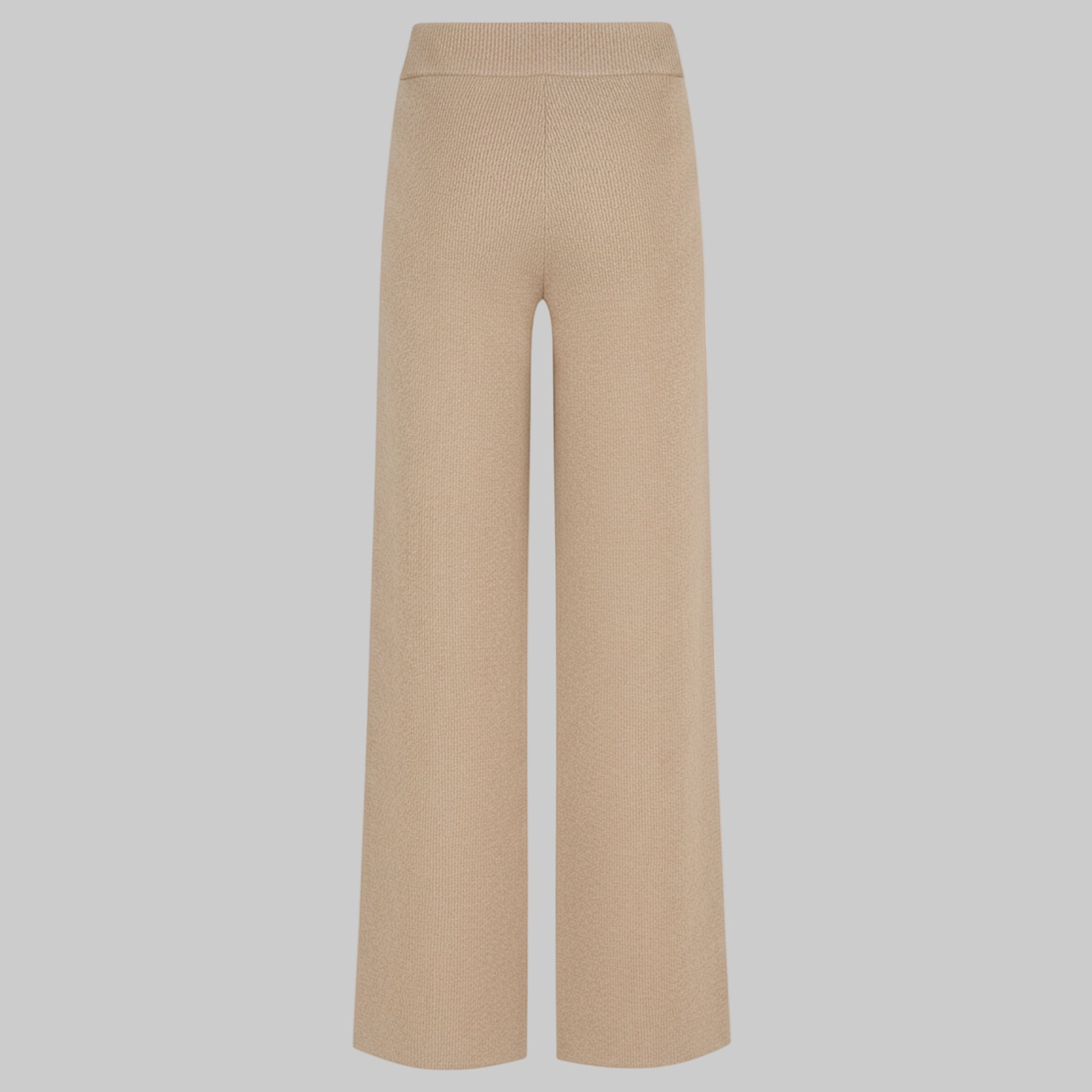 Beige wide-leg pants on a white background