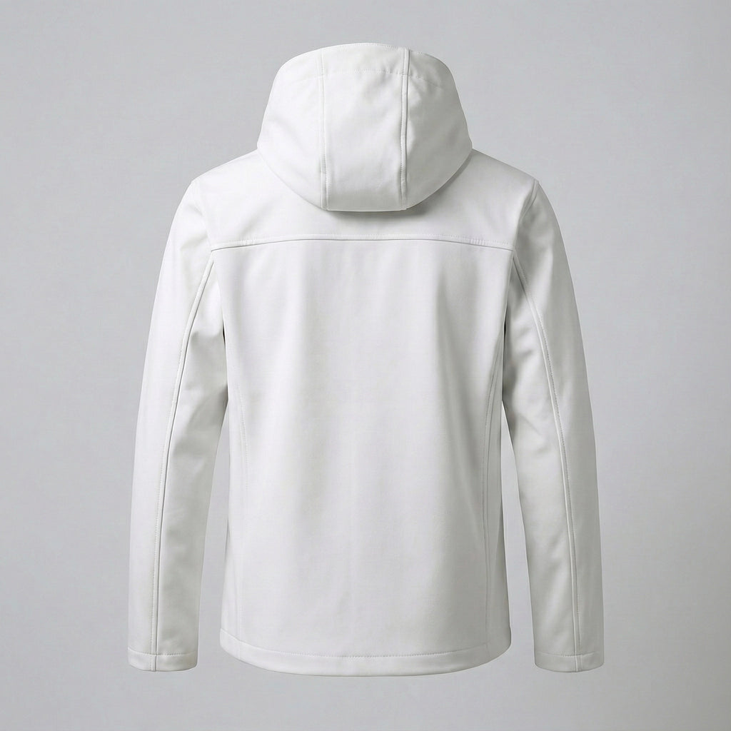 White hooded jacket on a gray background
