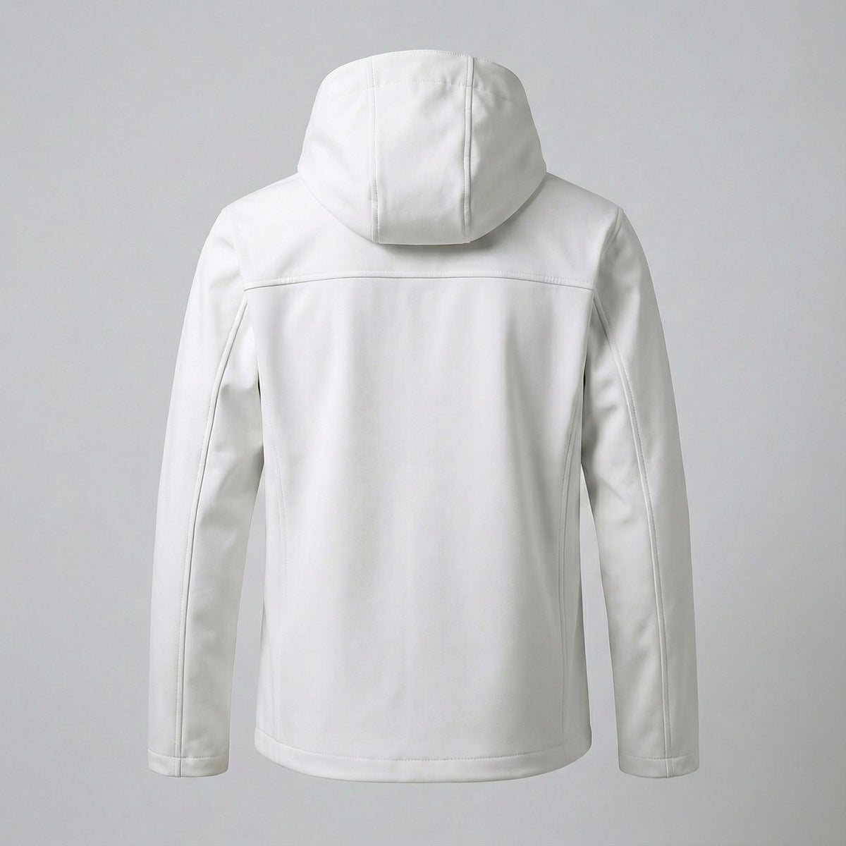 White hooded jacket on a gray background