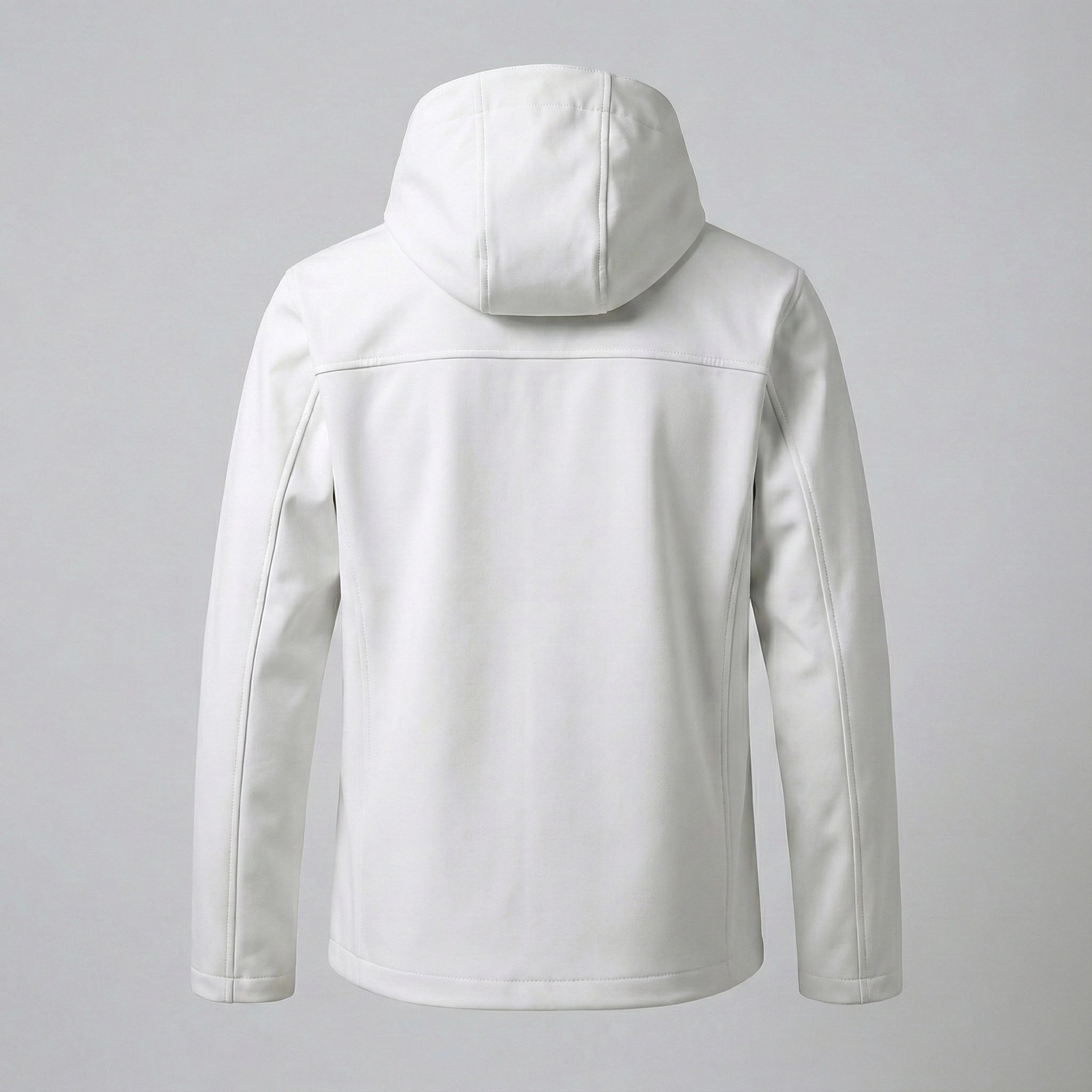 White hooded jacket on a gray background