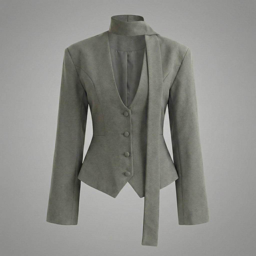 Gray blazer with waistcoat on a gray background