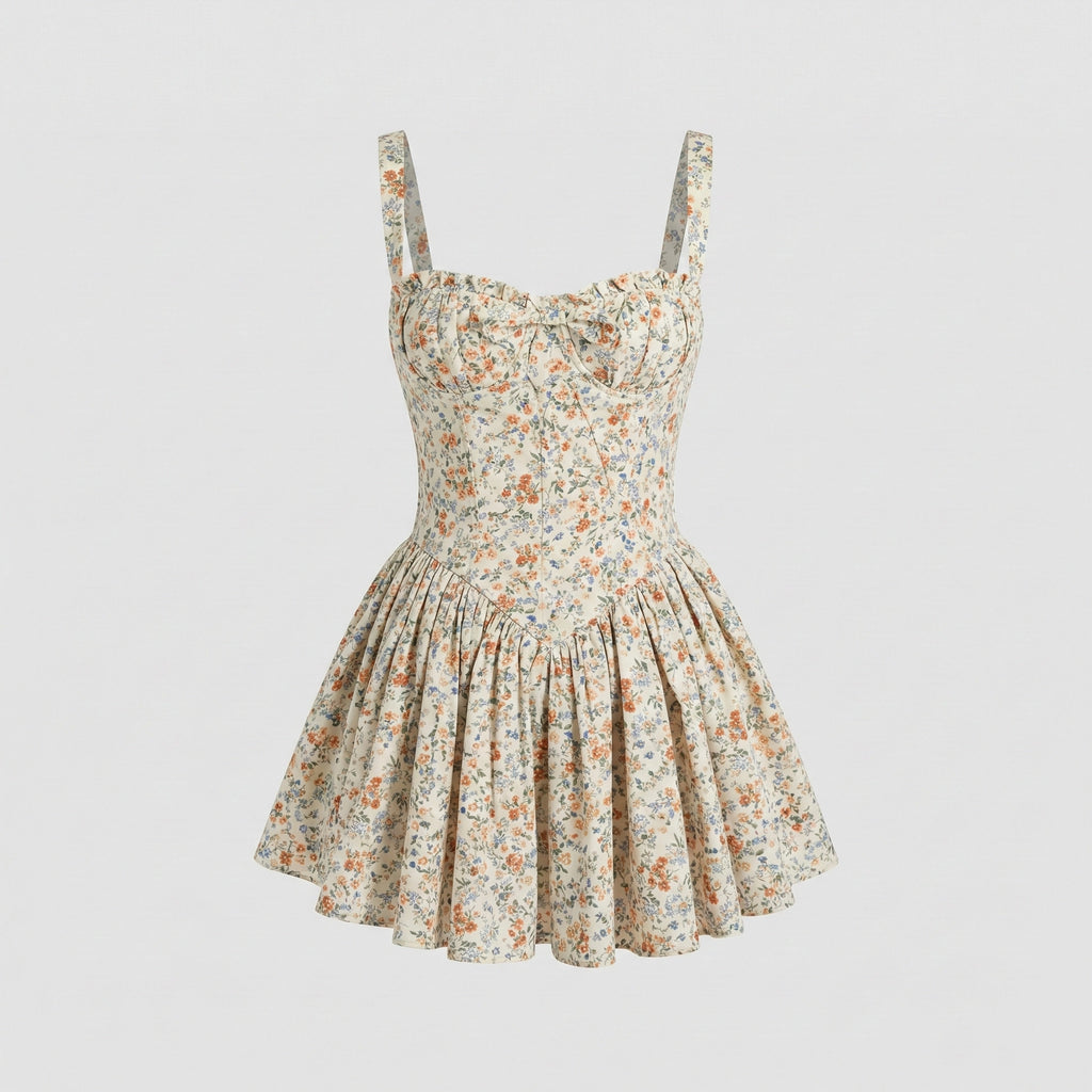 Floral dress on a light gray background