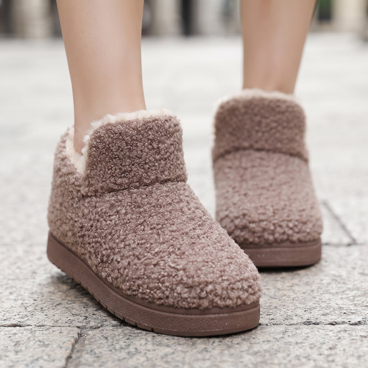 CozyTeddyFleeceWinterAnklebrownBooties