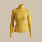 Yellow turtleneck sweater on a beige background