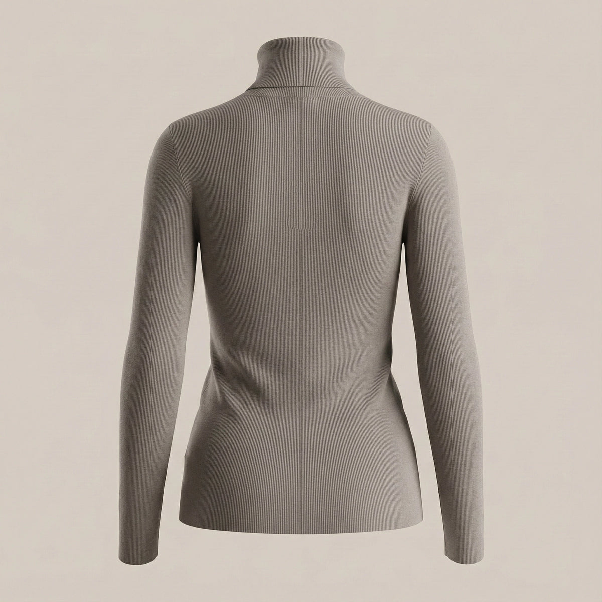 Gray turtleneck sweater on a beige background