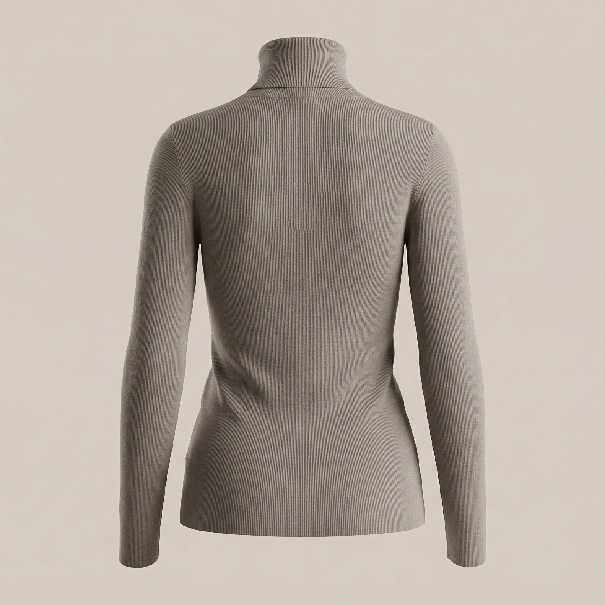 Gray turtleneck sweater on a beige background