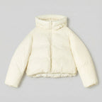 White puffer jacket on a light gray background