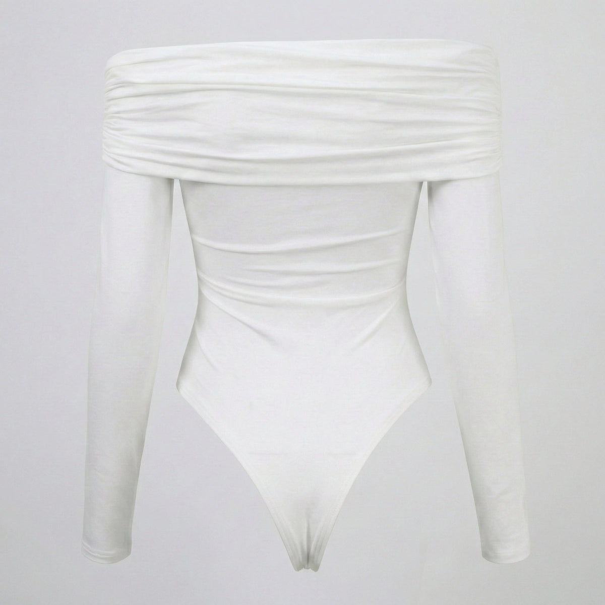 White bodysuit on a light gray background