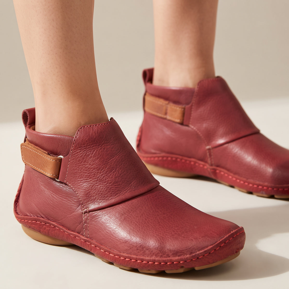 ECOSWAYVintageredAnkleBoots