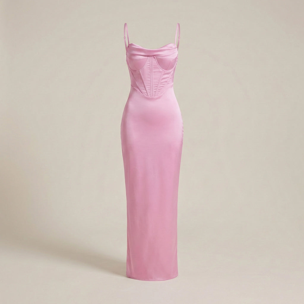 Pink dress on a beige background