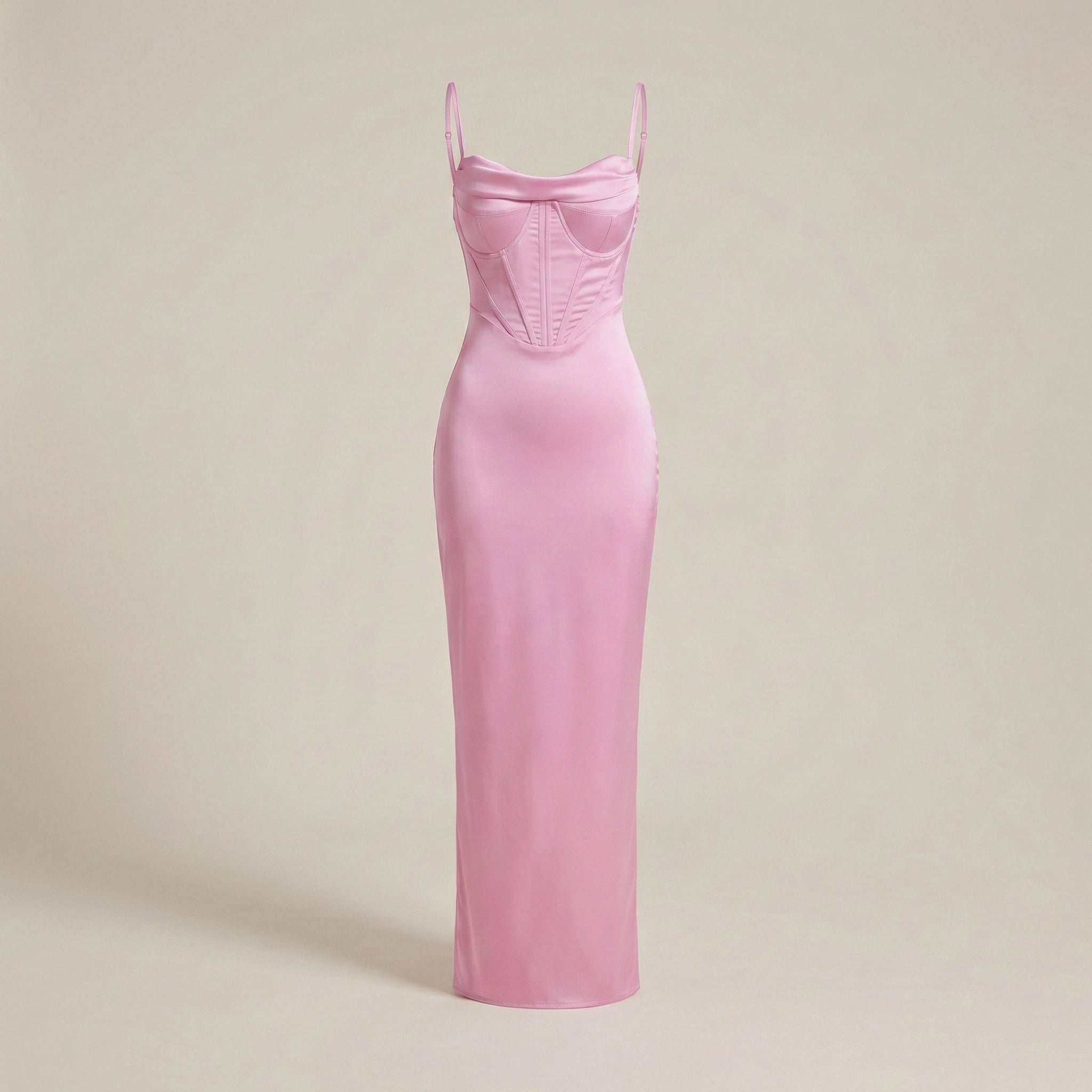 Pink dress on a beige background