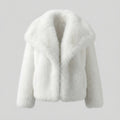 White fur coat on a light gray background