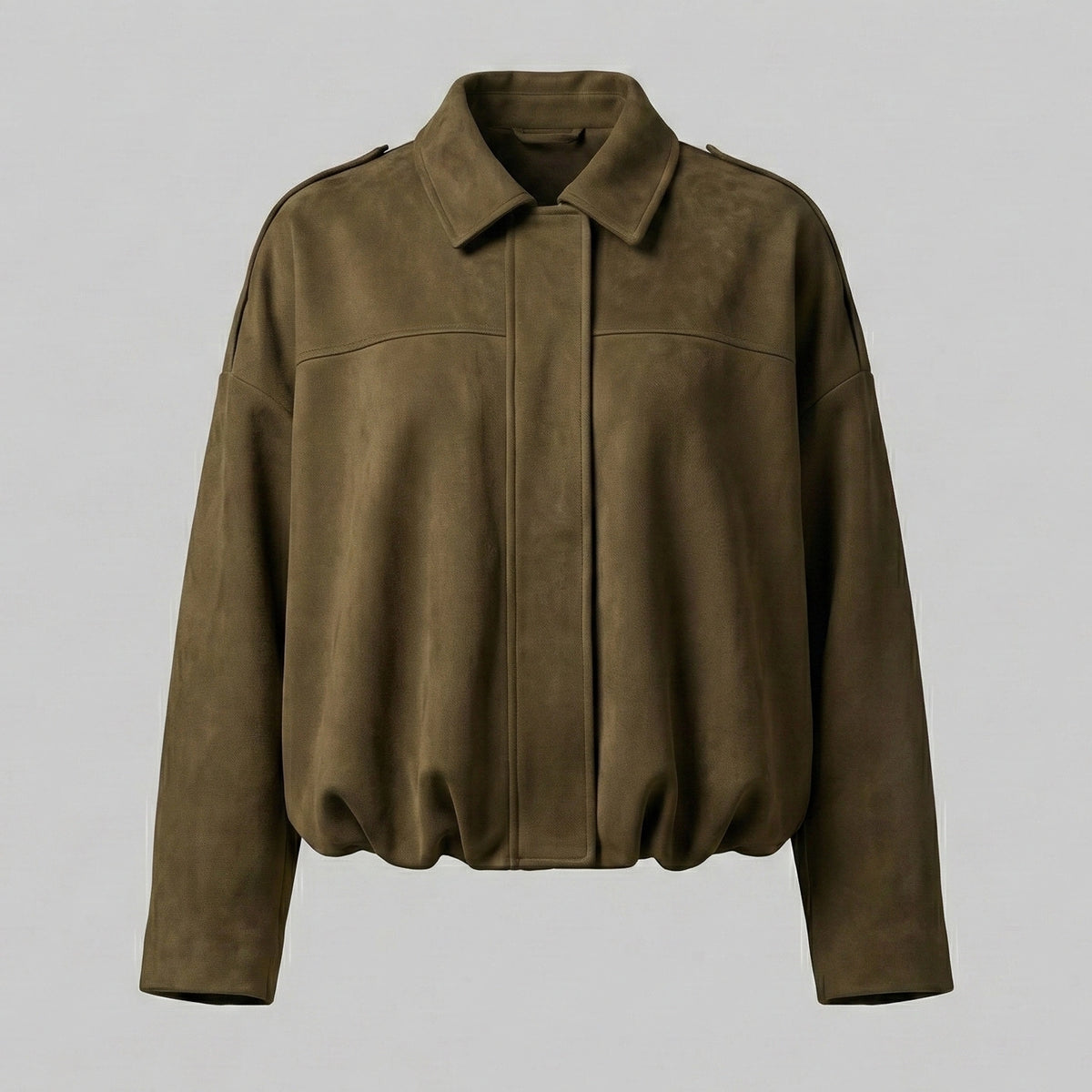 Brown leather jacket on a gray background