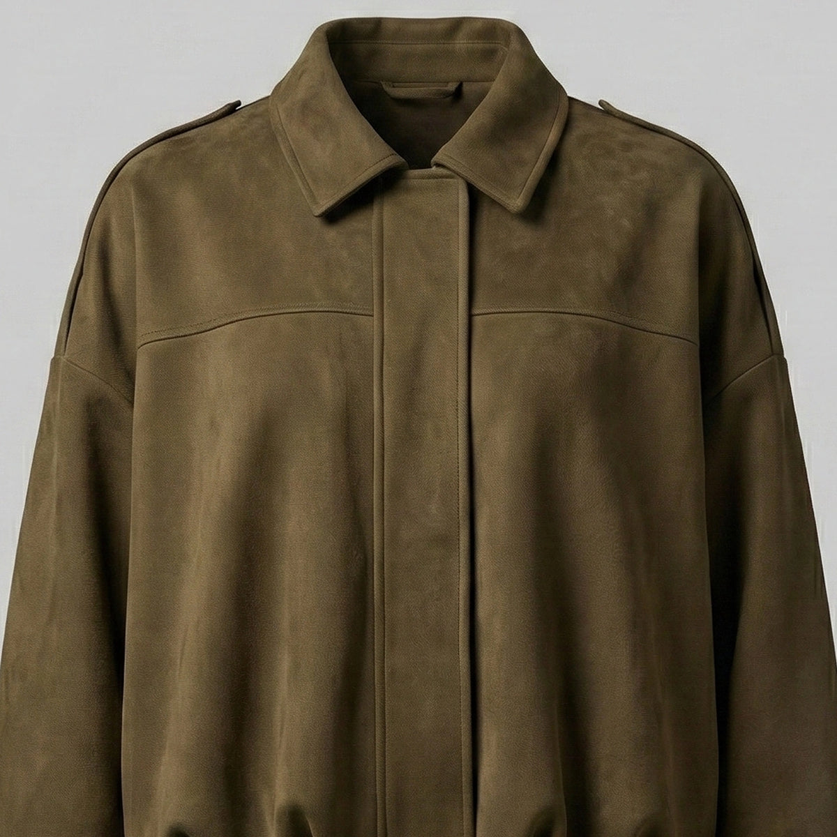 Brown leather jacket on a light gray background