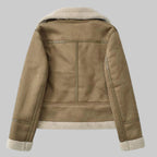 Brown jacket with white lining on a white background