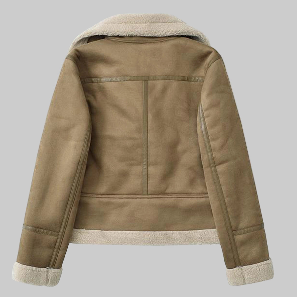 Brown jacket with white lining on a white background