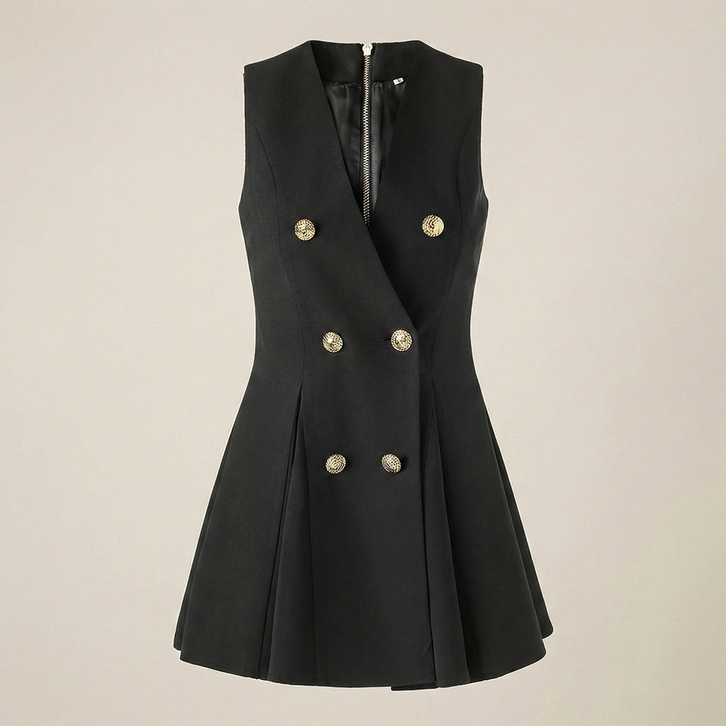 FlaredMiniDressWithDouble-Breasted