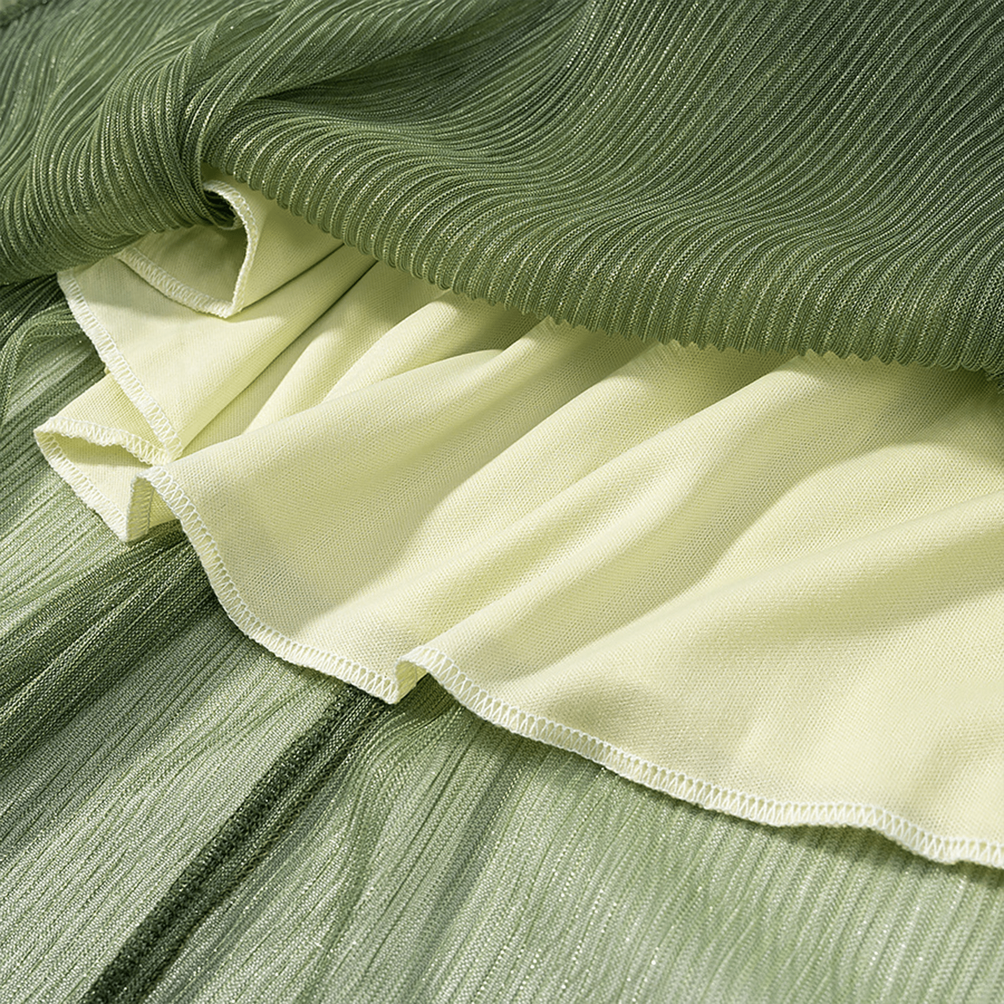 Close-up of green and beige textured fabric