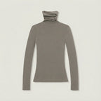 Gray turtleneck sweater on a light gray background