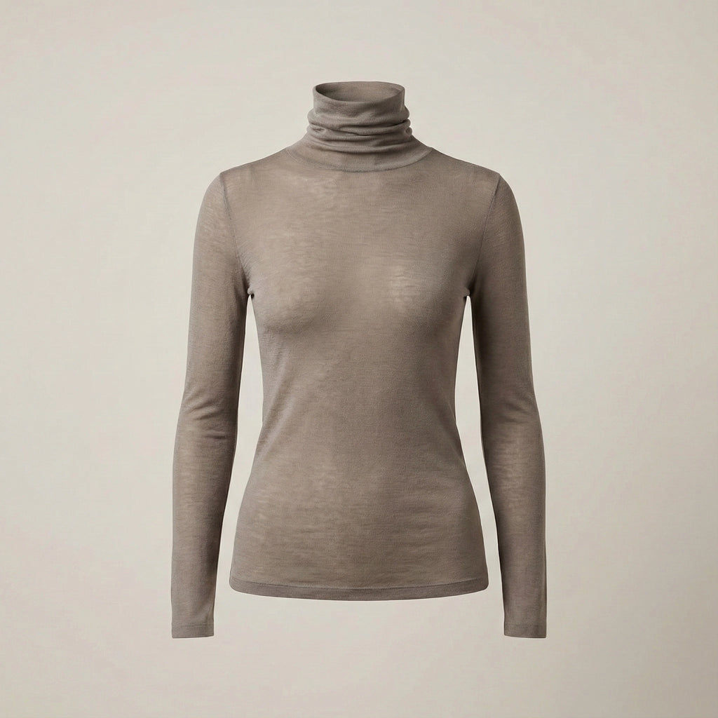 Brown turtleneck sweater on a beige background