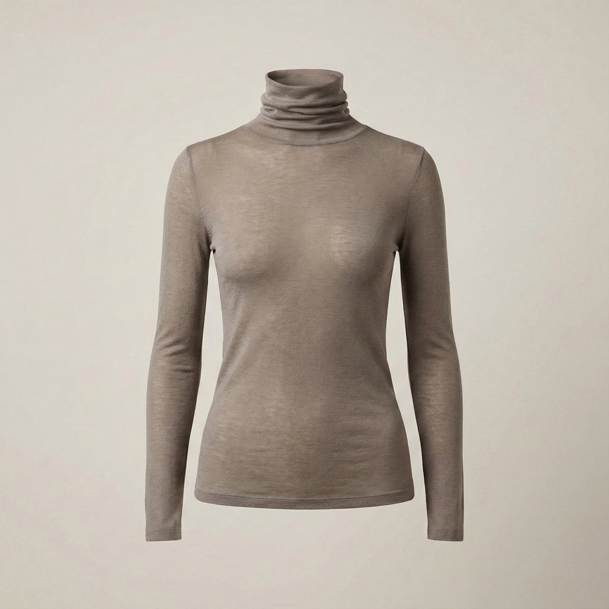 Brown turtleneck sweater on a beige background