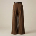 Brown wide-leg pants on a beige background