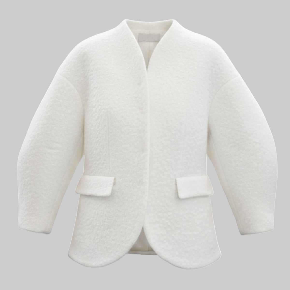 white outfit coat with white background