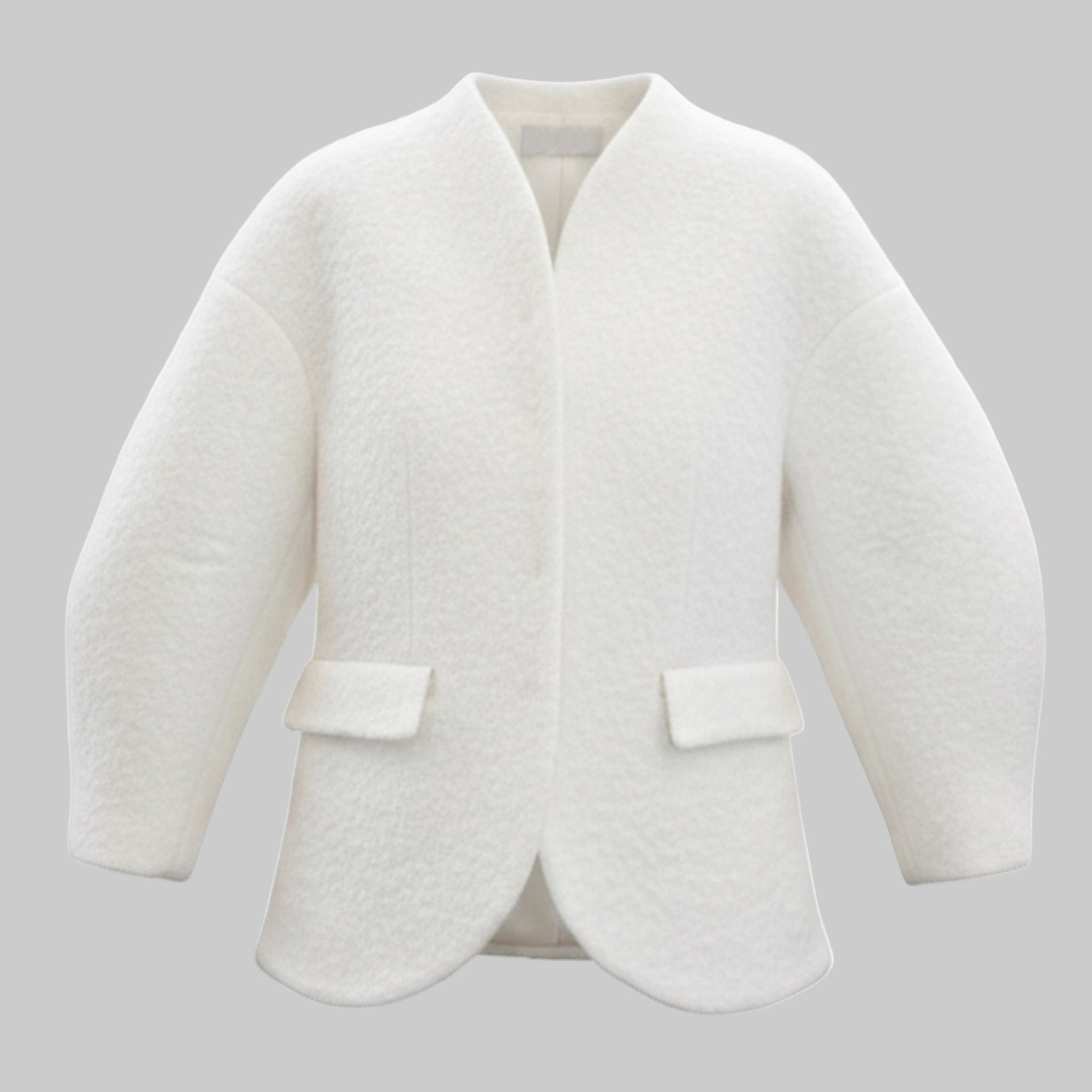 white outfit coat with white background