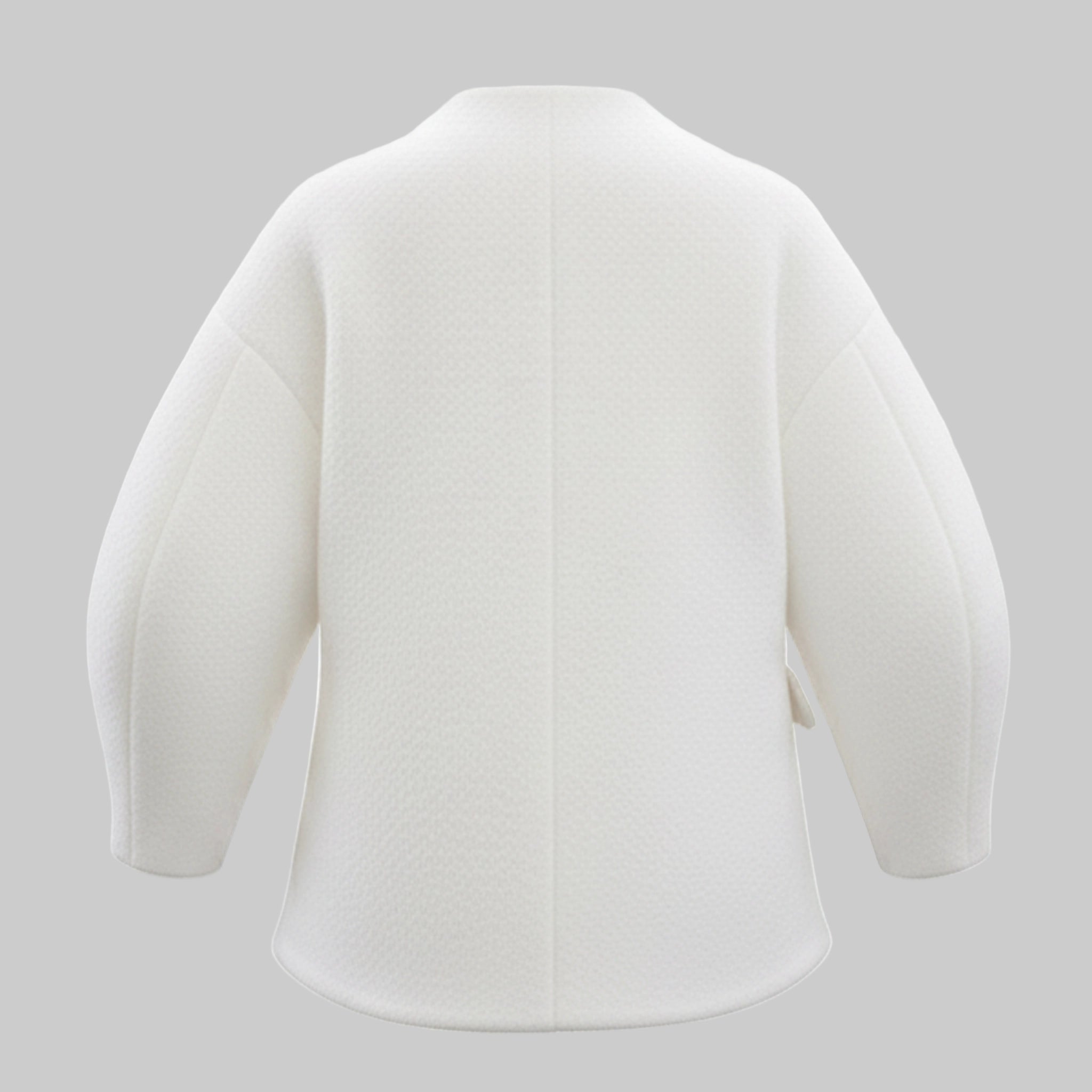 white outfit coat with white background