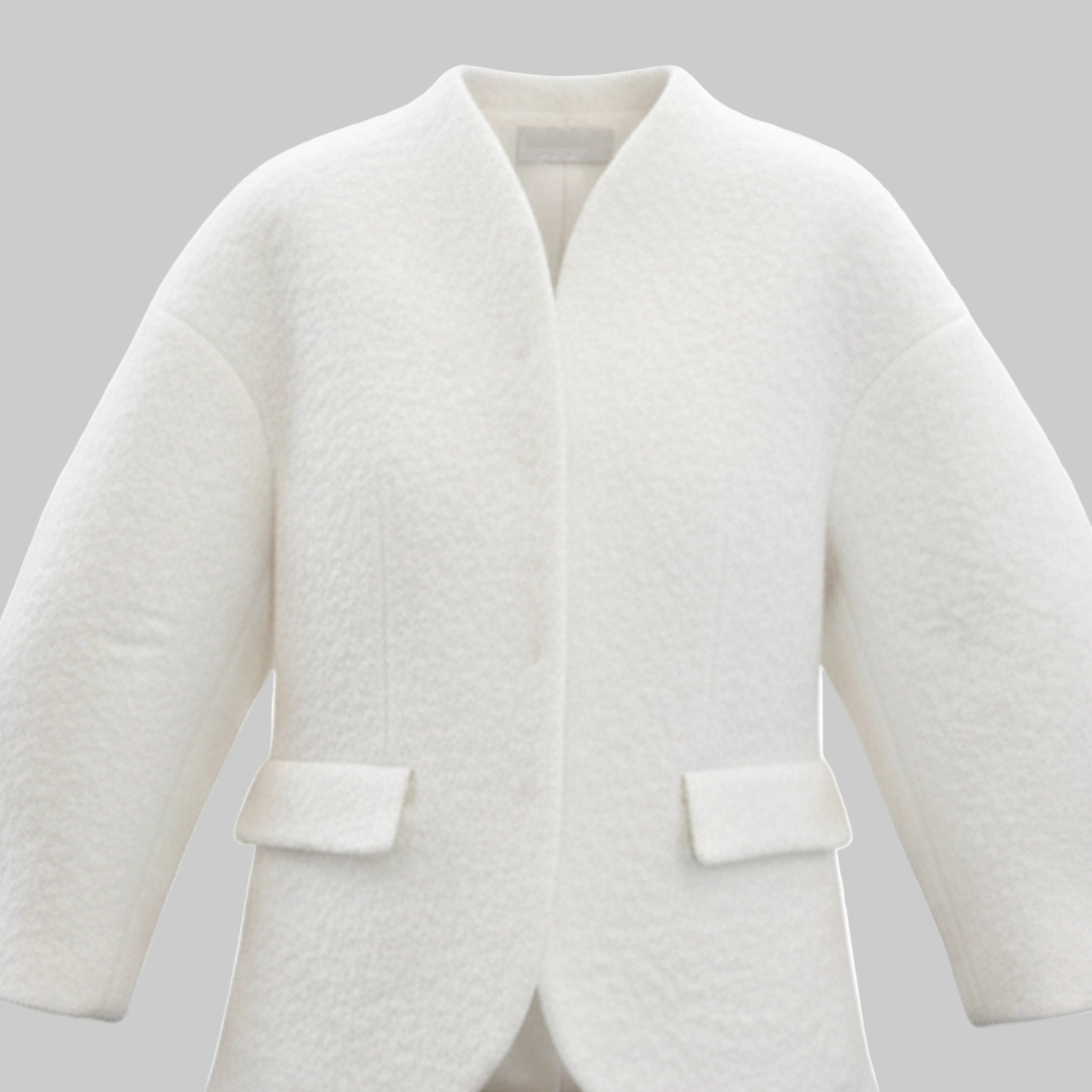 white outfit coat with white background