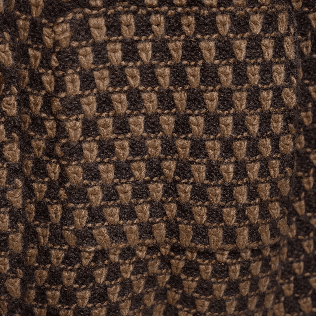 Close-up of a brown and beige checkered pattern fabric