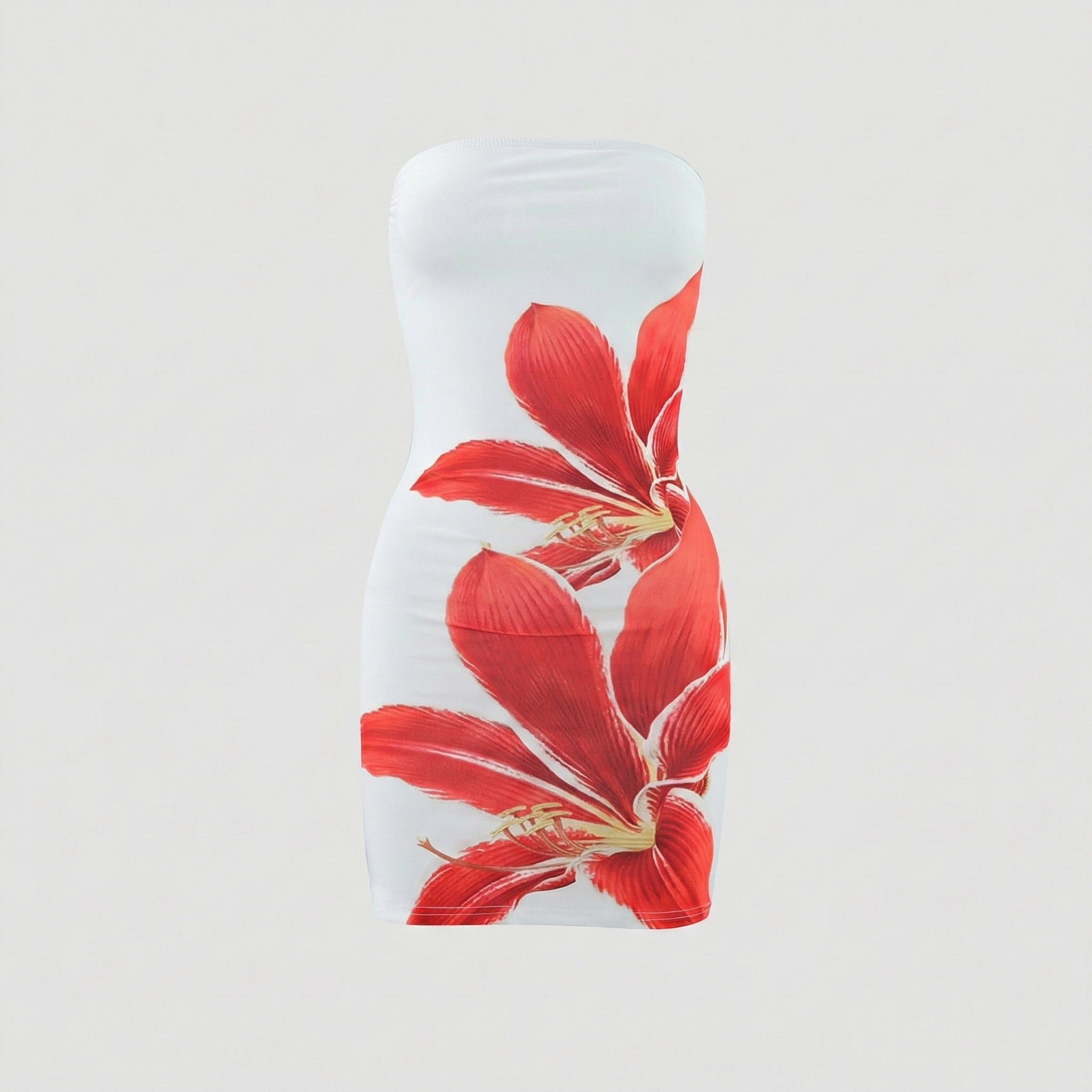 Phone case with red floral design on a white background