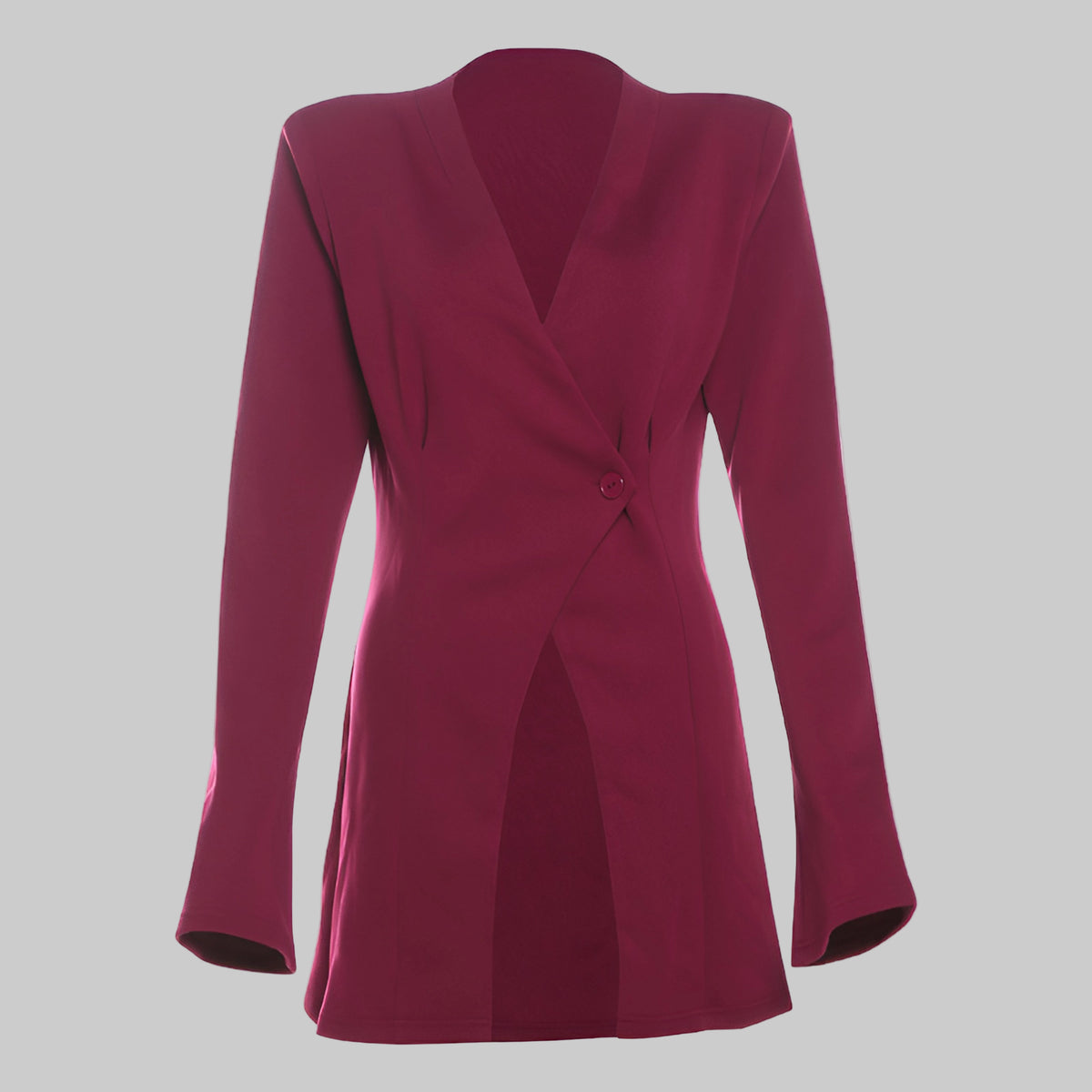 Maroon blazer on a light gray background