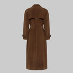 Brown trench coat on a white background